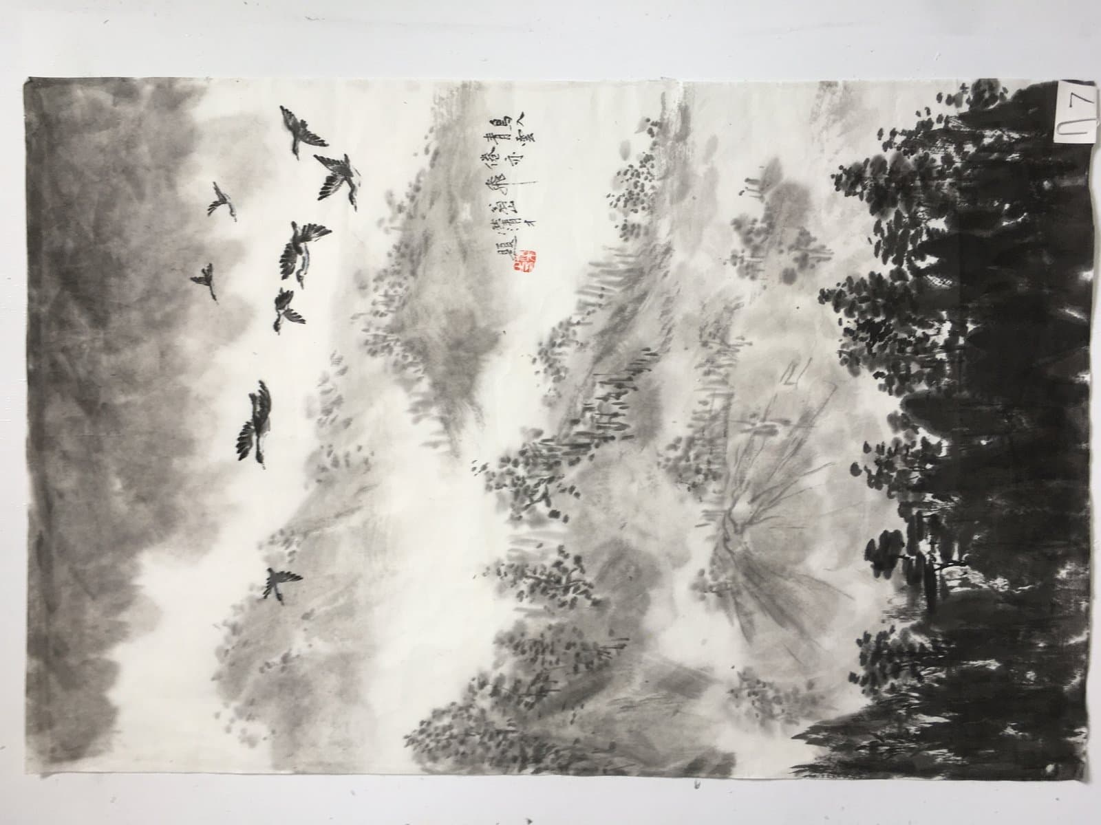 鸟入青云倦也飞（黑白） — Bird Soaring into Blue Clouds