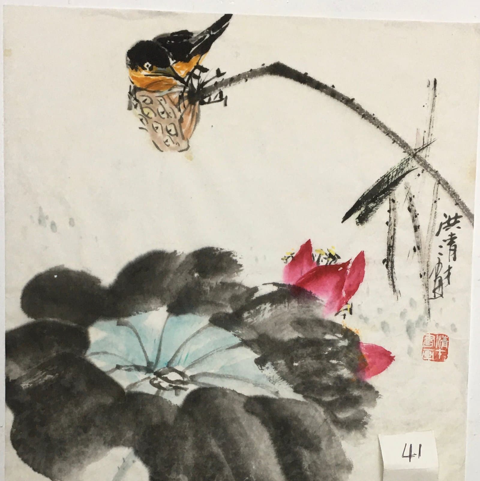 荷花翠鸟（八开) — Lotus and Kingfisher