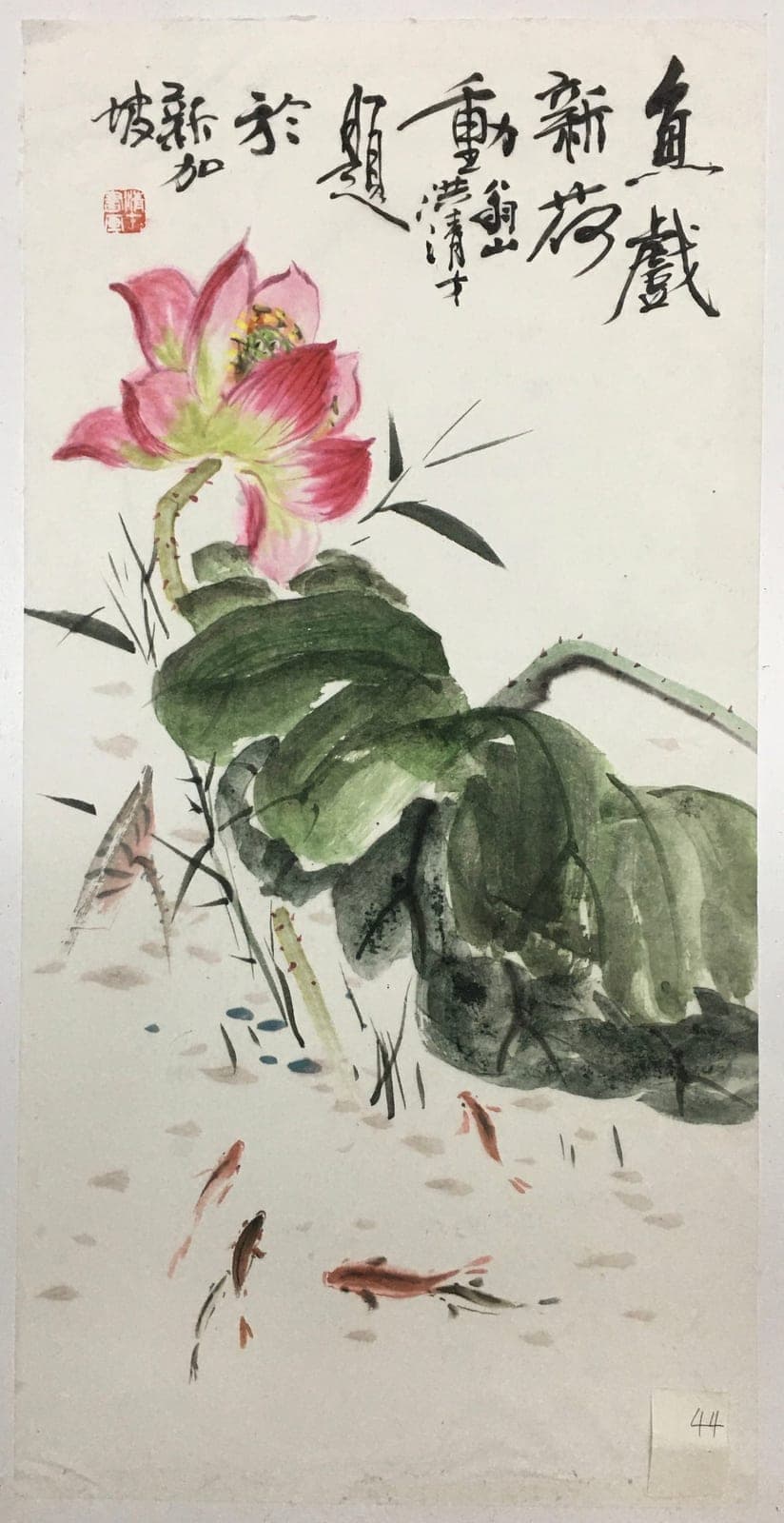 Fish Playing Among New Lotus